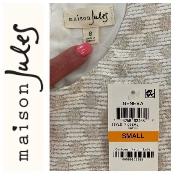 MAISON JULES TEXTURED SLEEVELESS DRESS SMALL HOLIDAY - Picture 6 of 9